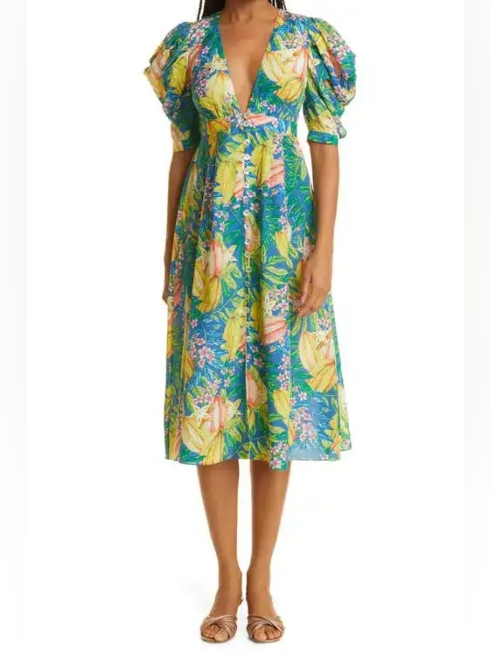NWT FARM RIO | $245 Star Fruits Midi Dress